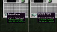 Spear's base attack damage is less than the sword's (Image via Sportskeeda Gaming || Mojang Studios)
